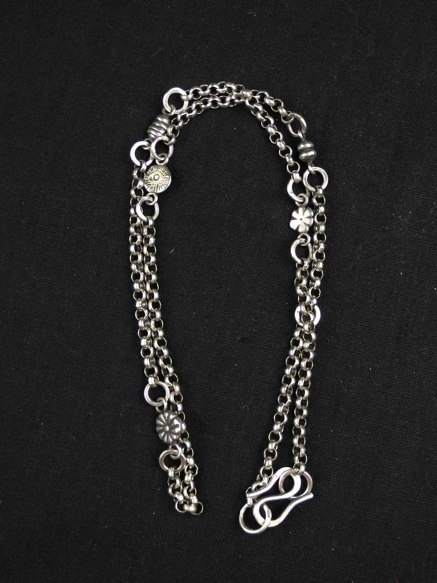 Vintage .925 Sterling Silver Chain Necklace with Floral Accents (32.9g)