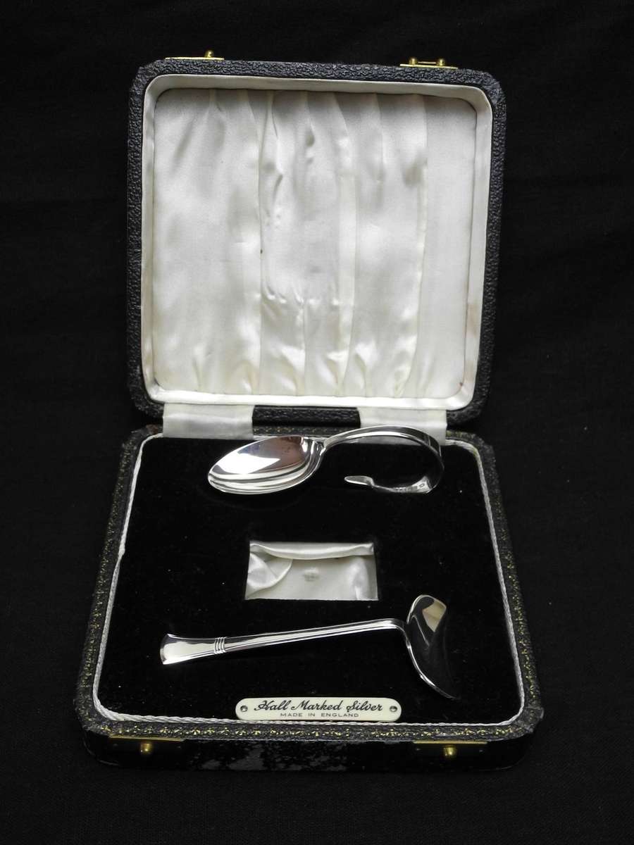 Hallmarked .925 Sterling Silver Baby Spoon and Pusher, Birmingham 1948 (34.8g)