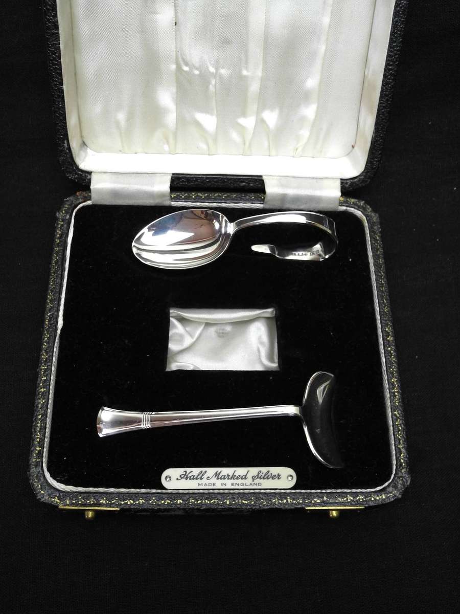 Hallmarked .925 Sterling Silver Baby Spoon and Pusher, Birmingham 1948 (34.8g)