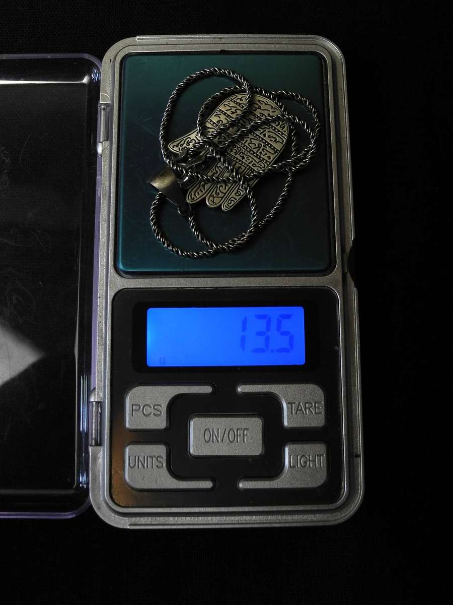 Vintage .925 Sterling Silver Hamsa Pendant on Sterling Silver Rope Chain (13.5g)