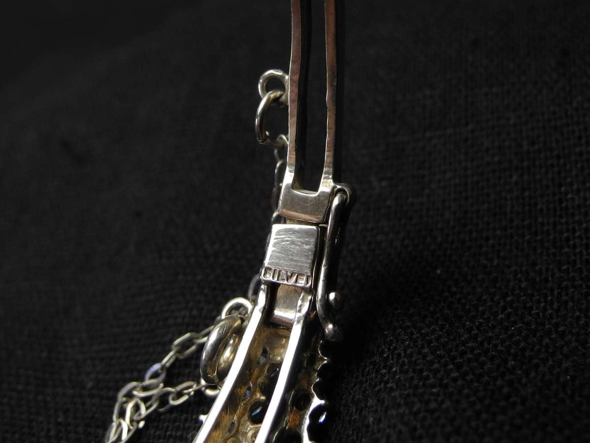 .925 Sterling Silver Semi Precious Hinged Bangle Bracelet (20.0g)