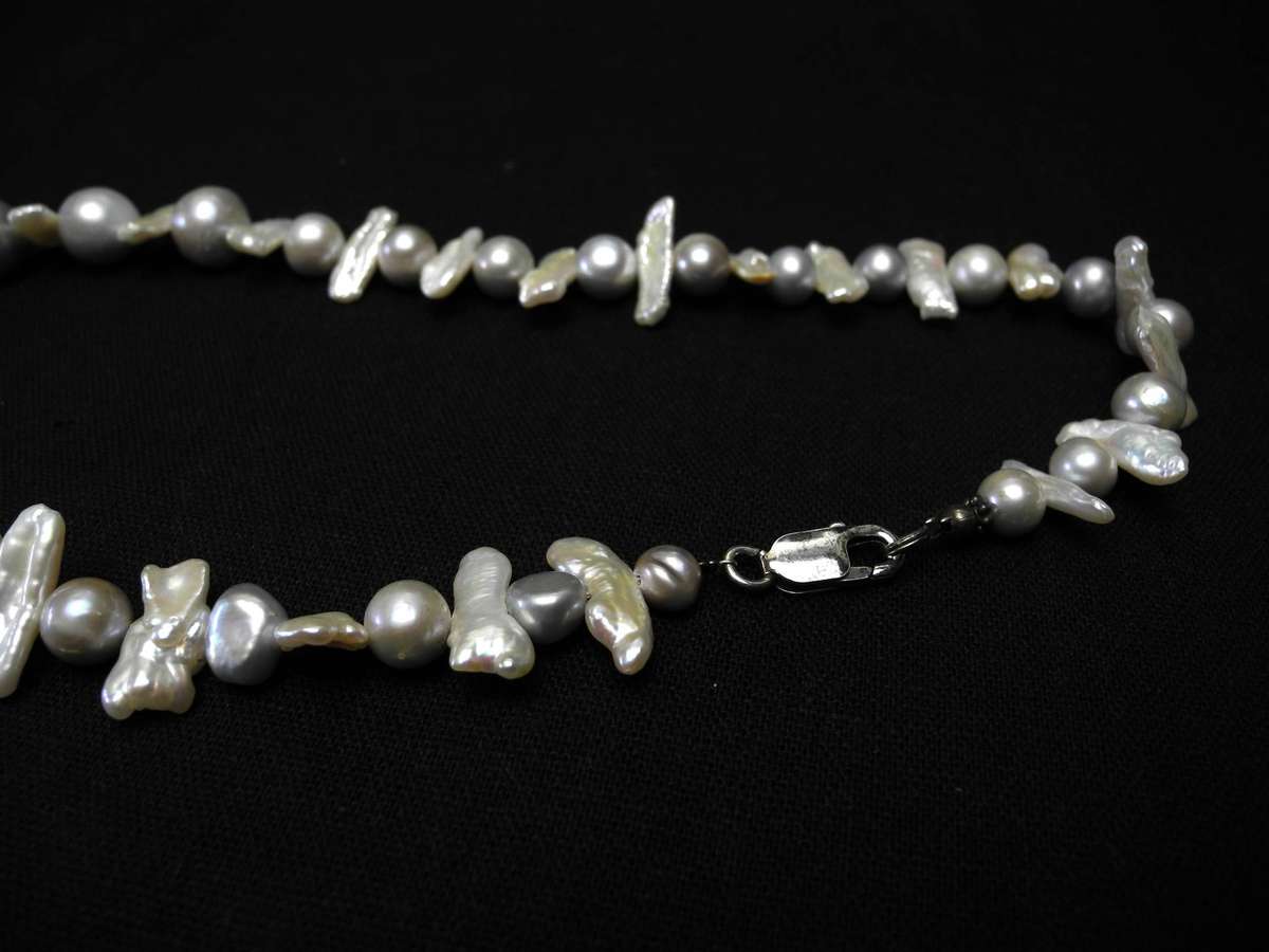 .925 Sterling Silver Freshwater Baroque Pearl Necklace