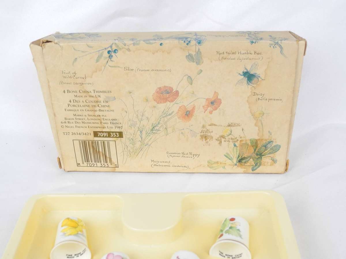 Vintage "The Edwardian Lady" Bone China Thimble Set  Made in UK