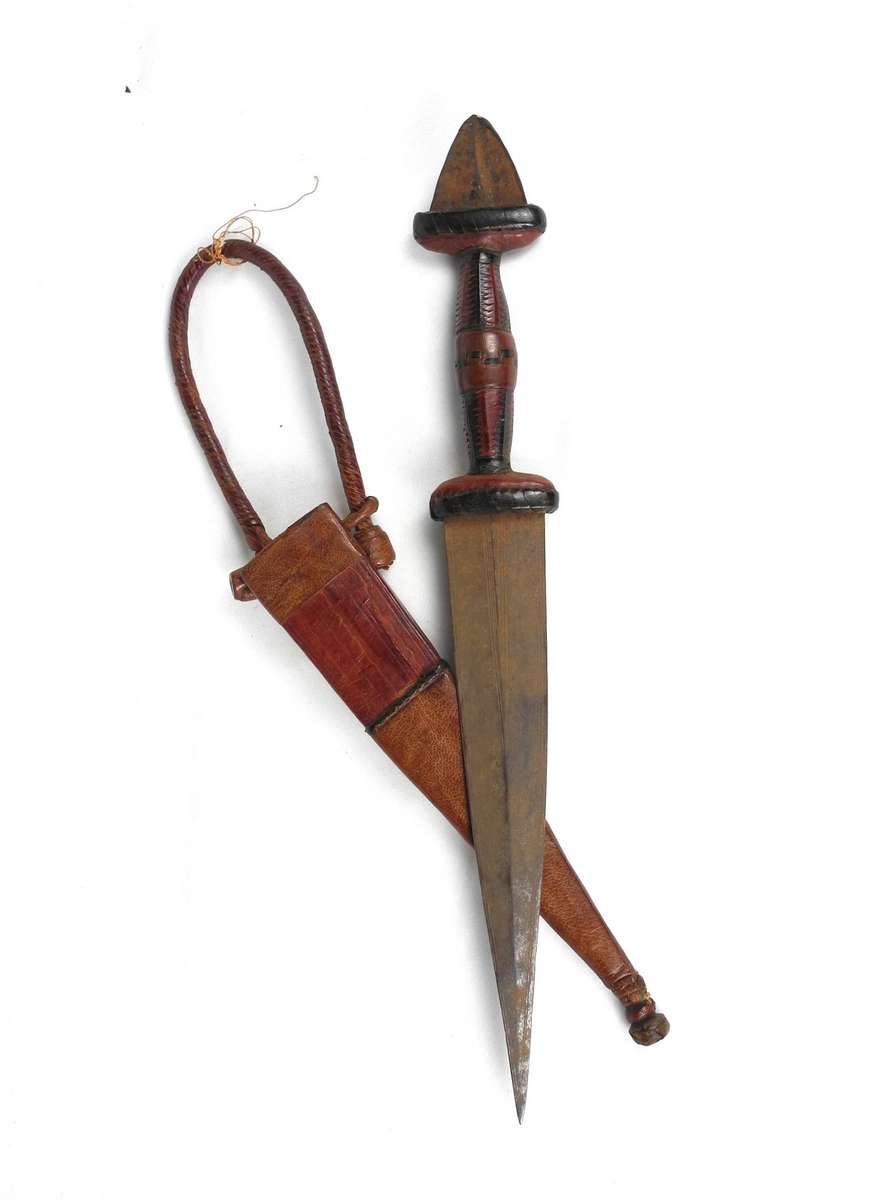 Vintage Ethiopian / Sudanese Tribal Arm Dagger with Leather Sheath
