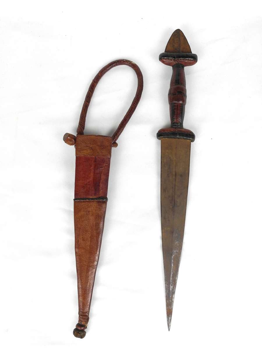 Vintage Ethiopian / Sudanese Tribal Arm Dagger with Leather Sheath