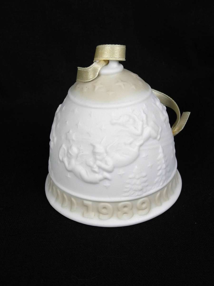 Two Vintage Porcelain Christmas Bell ornaments  Goebel and Lladro