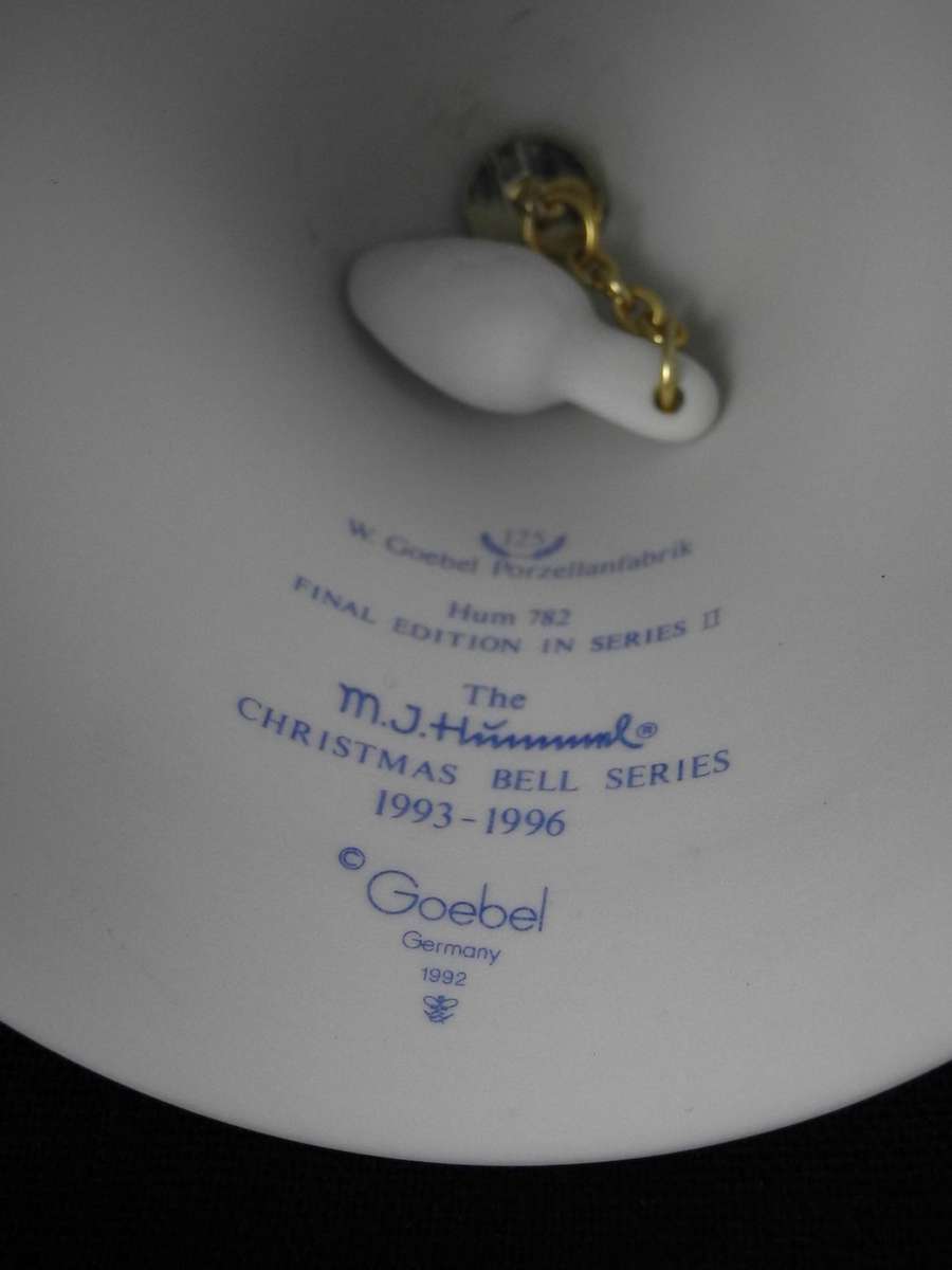 Two Vintage Porcelain Christmas Bell ornaments  Goebel and Lladro