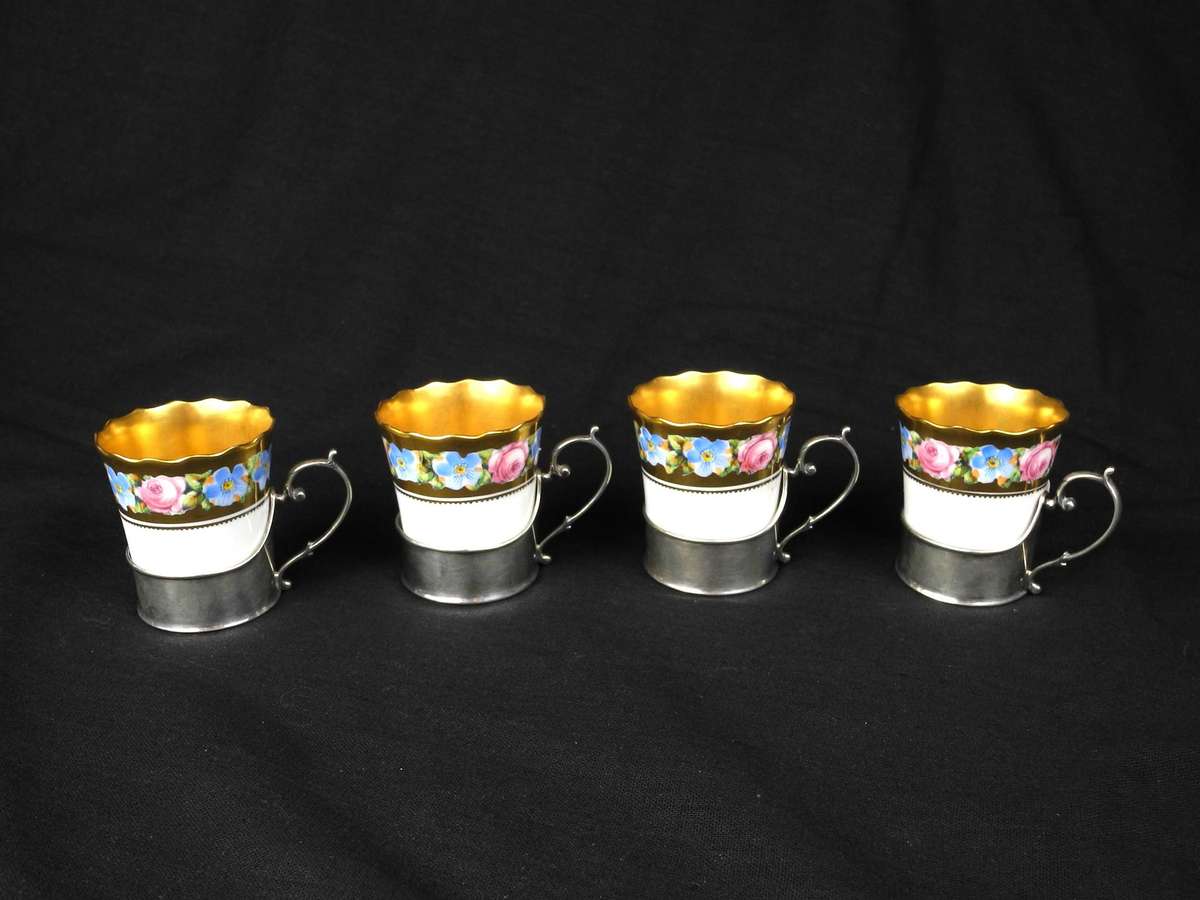 Antique Hallmarked Sterling Silver Cup Holder & Paragon Fine Bone China Set (88.1g)