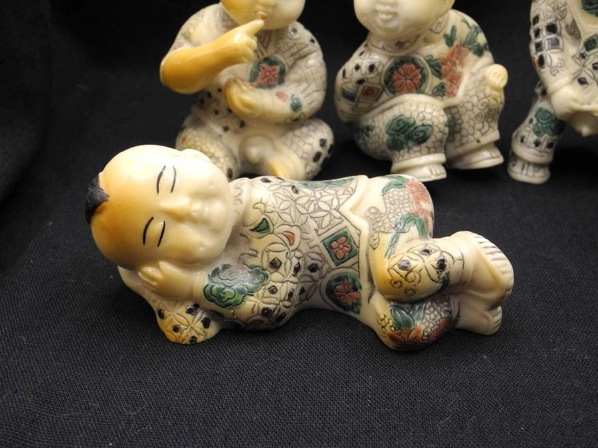 Vintage Hand-Painted Chinese Children Figurines