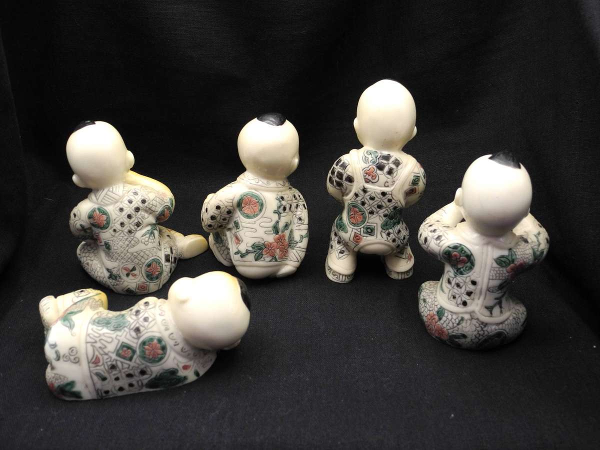 Vintage Hand-Painted Chinese Children Figurines