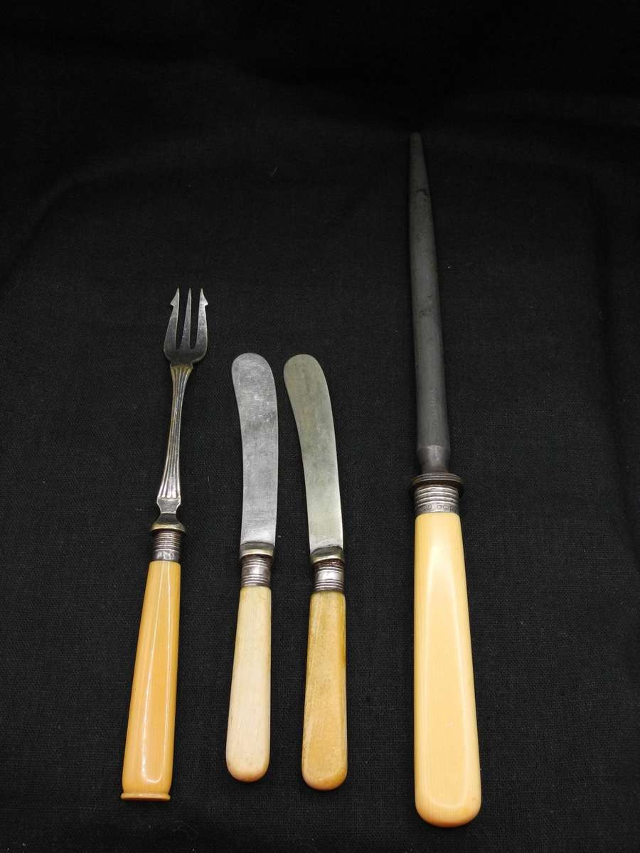 Antique Sterling Silver Collared Cutlery