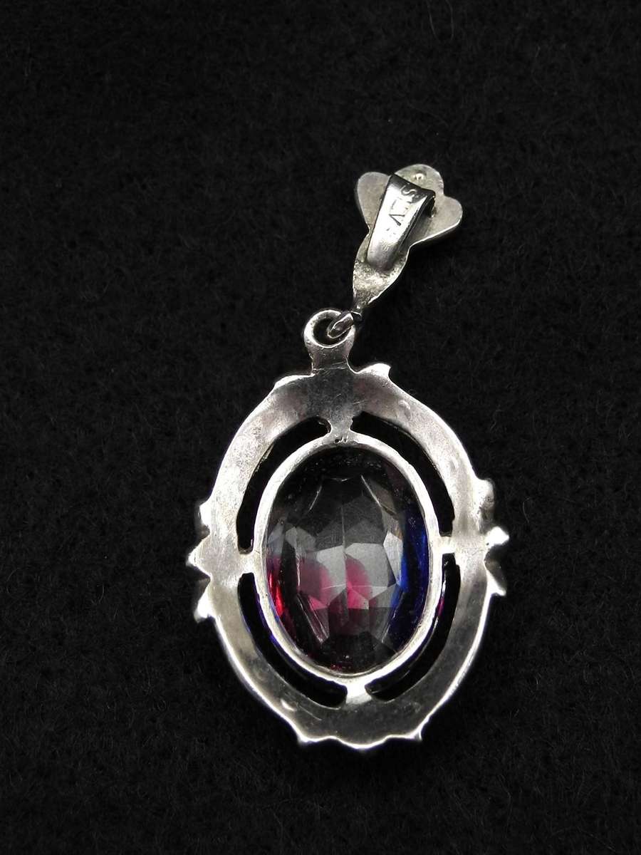 Sterling Silver Rainbow Mystic Quartz Pendant with Marcasite Border