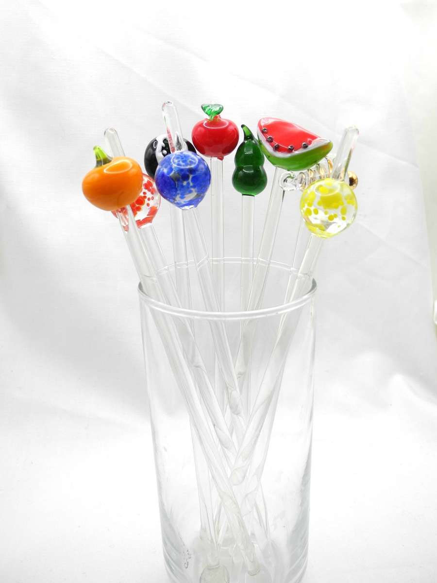 Murano-Style Lampwork Art Glass cocktail Stirrers