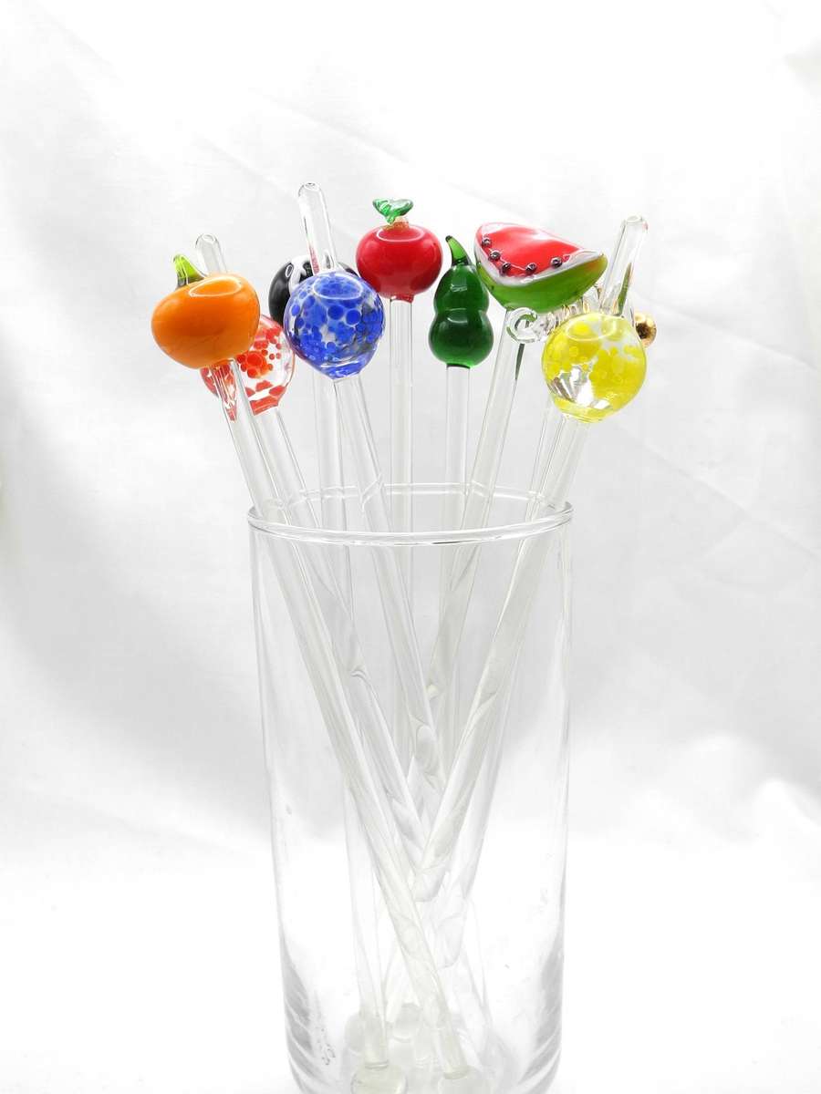 Murano-Style Lampwork Art Glass cocktail Stirrers