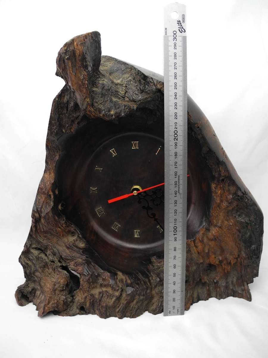 Vintage Handcrafted Live Edge Burl Wood Clock