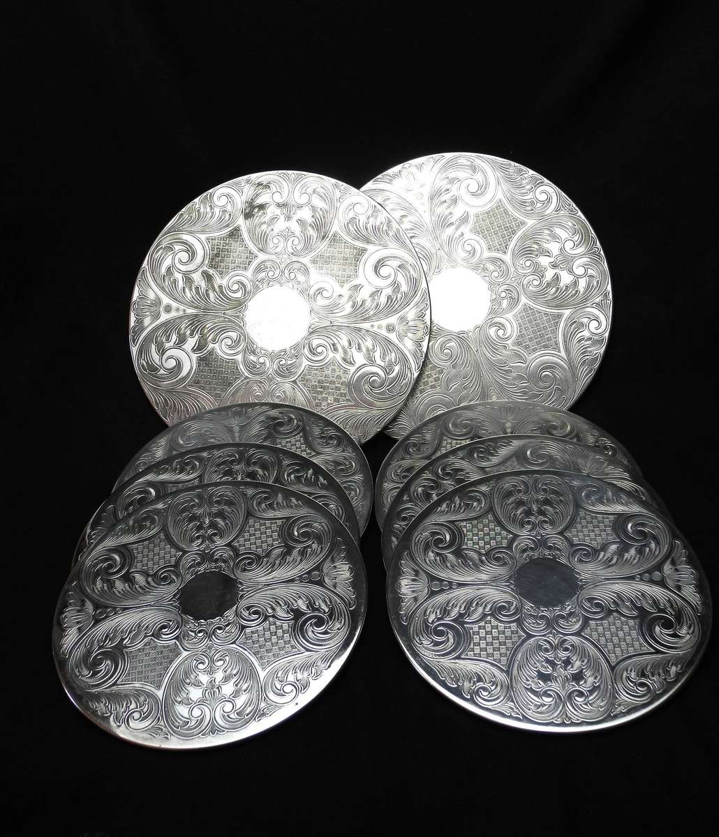 Vintage English Silver-Plated Placemat Set (8 Pieces)