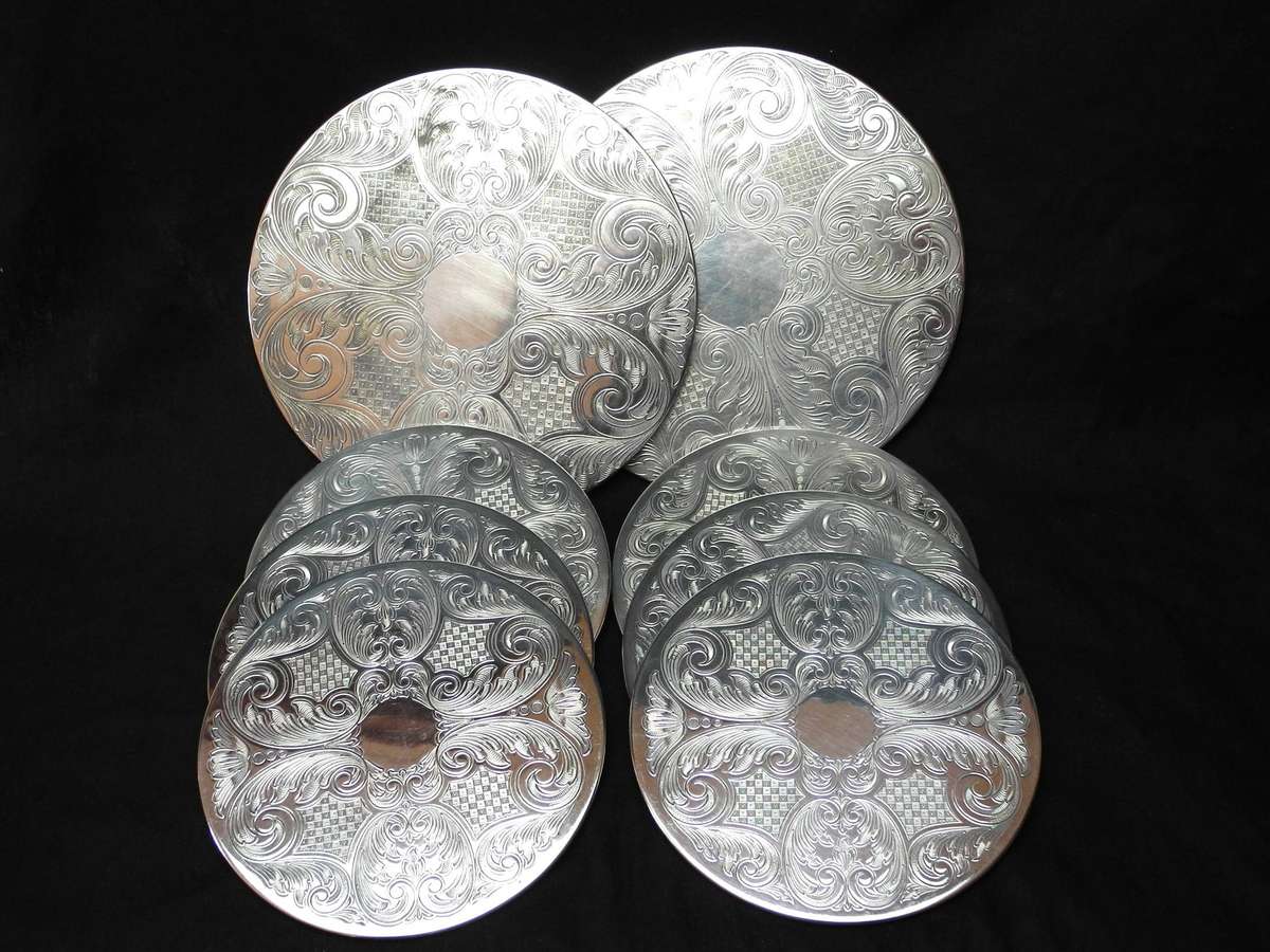 Vintage English Silver-Plated Placemat Set (8 Pieces)