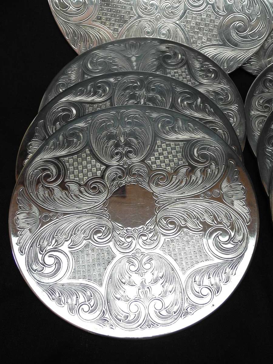 Vintage English Silver-Plated Placemat Set (8 Pieces)