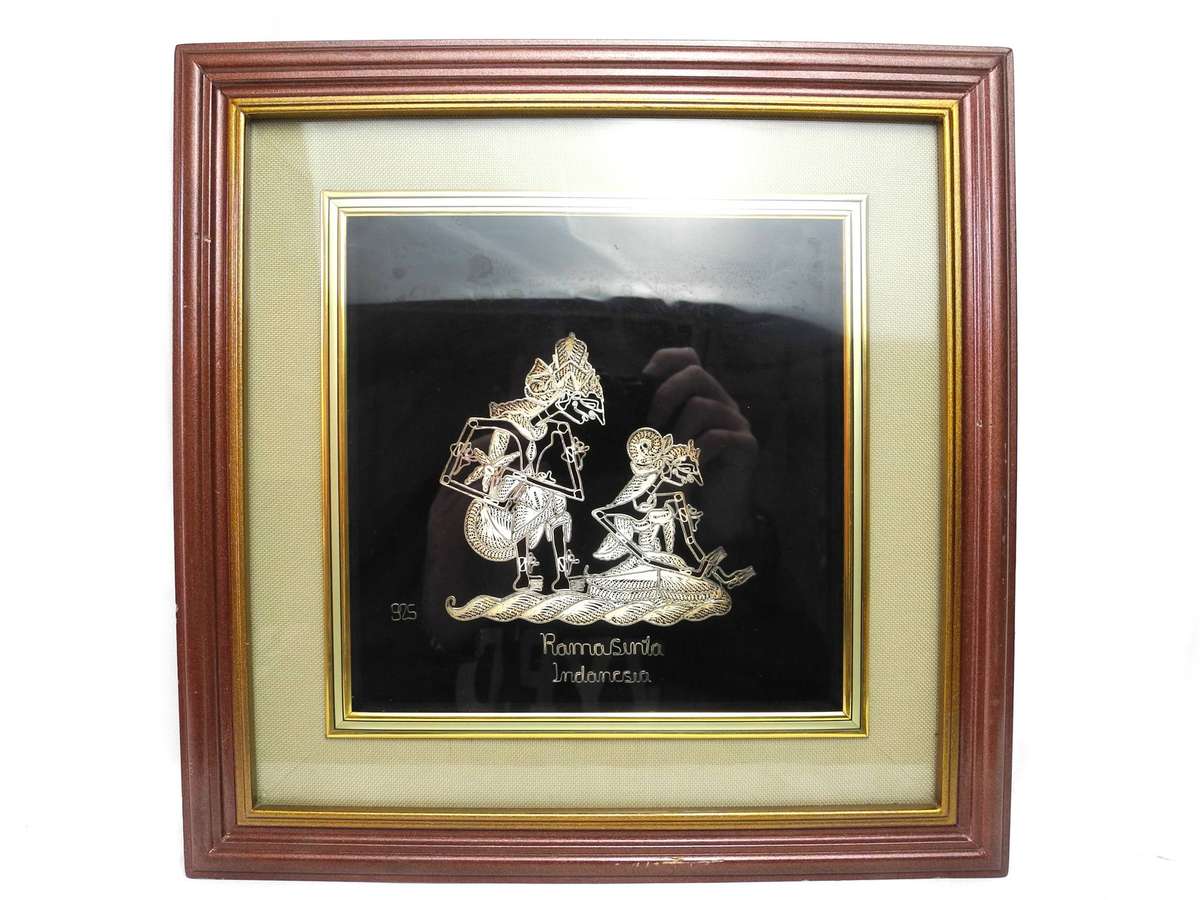 Indonesian .925 Sterling Silver Filigree Framed Art  Rama & Shinta