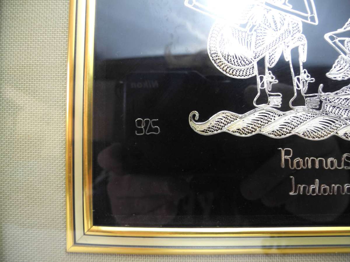 Indonesian .925 Sterling Silver Filigree Framed Art  Rama & Shinta