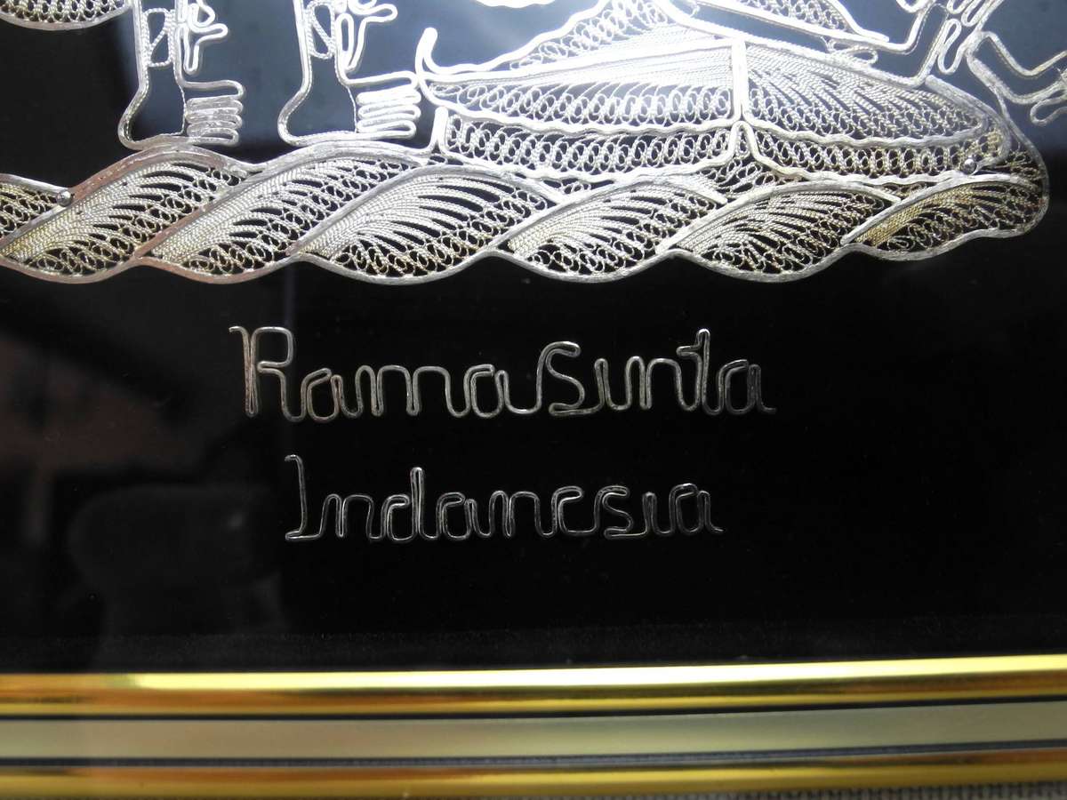 Indonesian .925 Sterling Silver Filigree Framed Art  Rama & Shinta