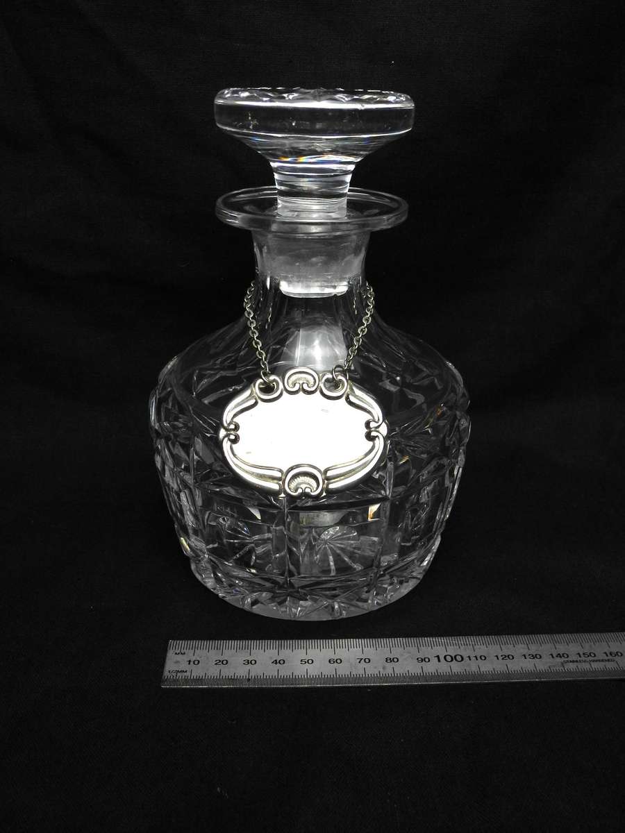 Vintage Cut Crystal Glass Spirit Decanter with Label