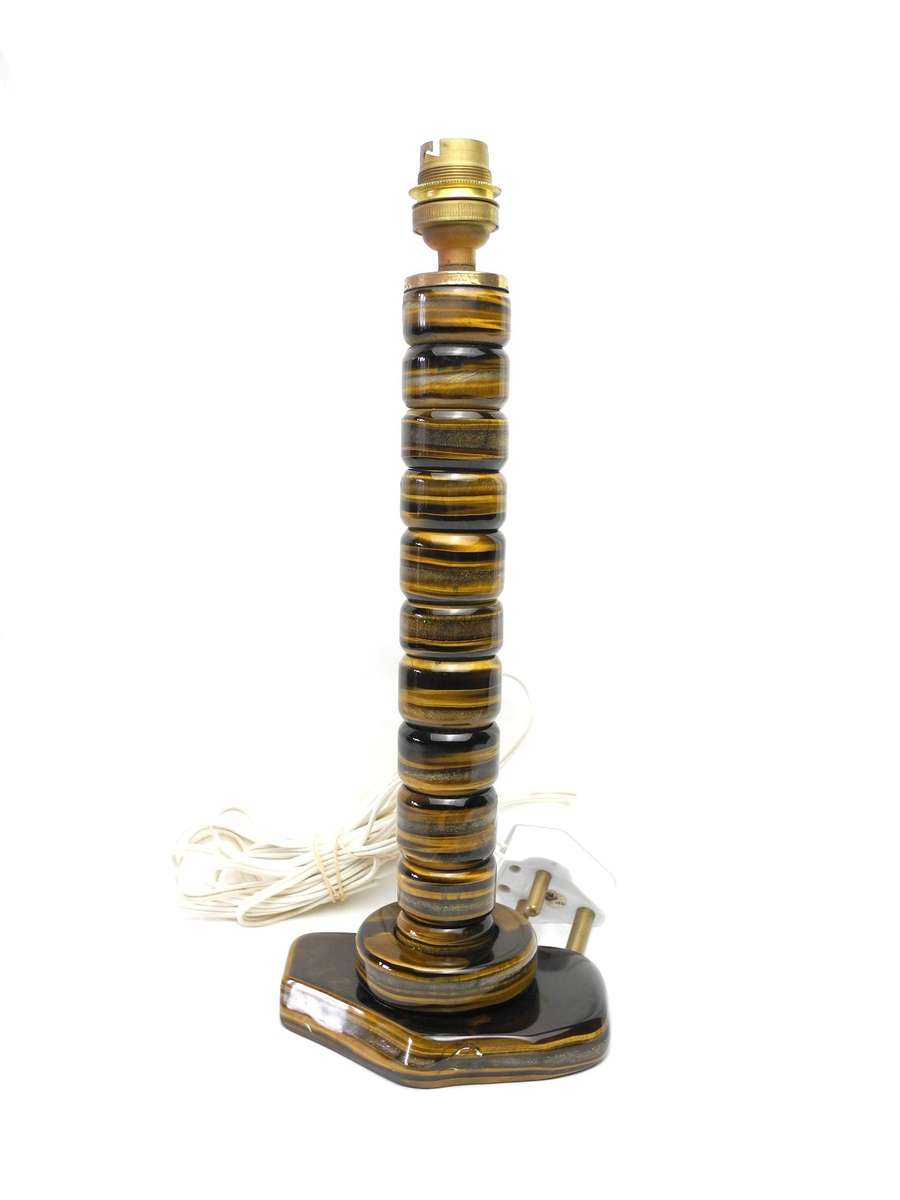 Vintage Tiger's Eye Statement Table Lamp