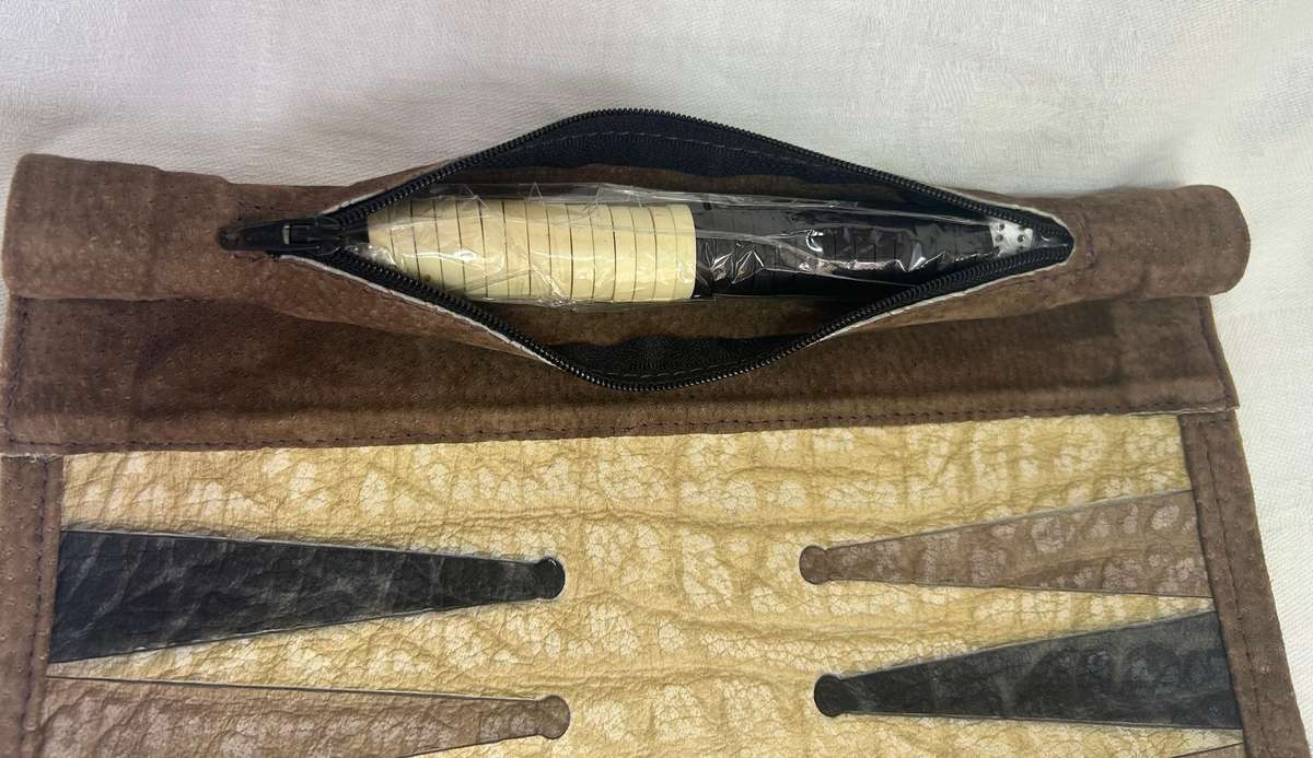 Leather Backgammon Roll-Up Set