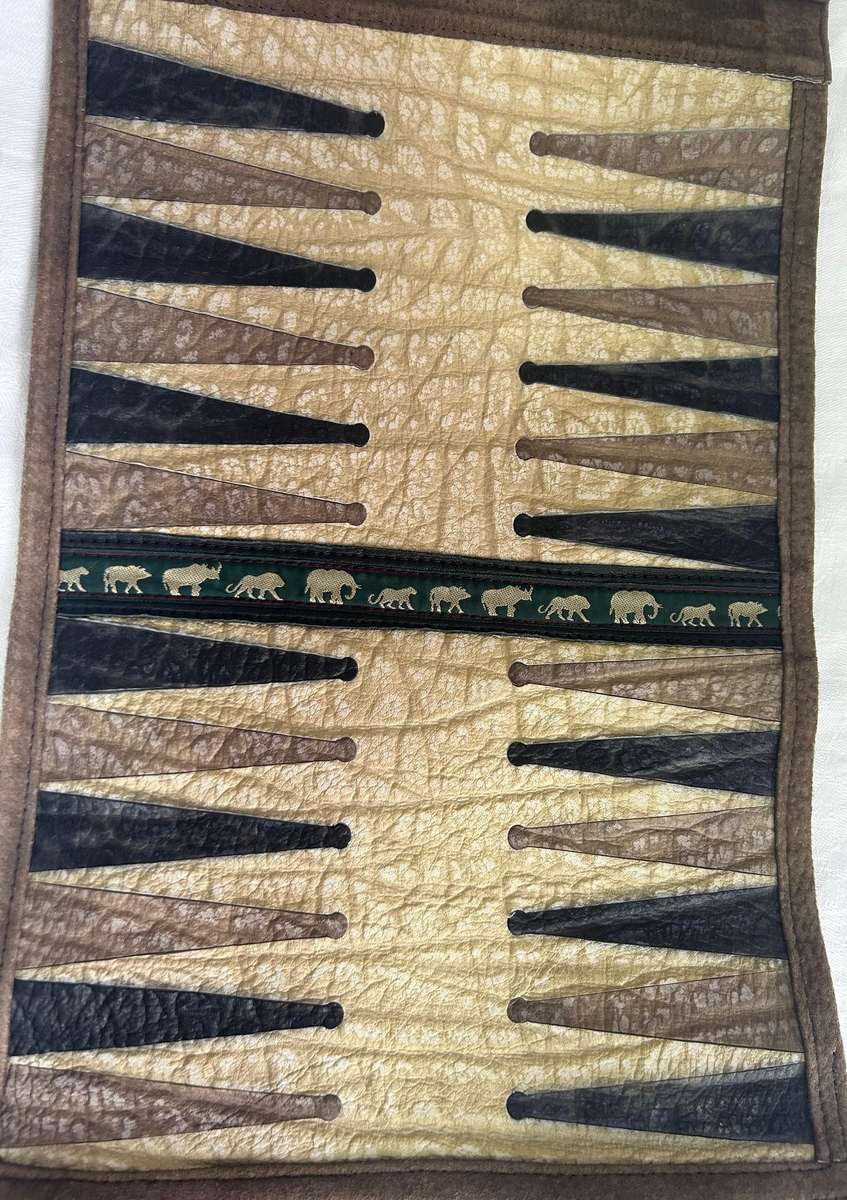 Leather Backgammon Roll-Up Set