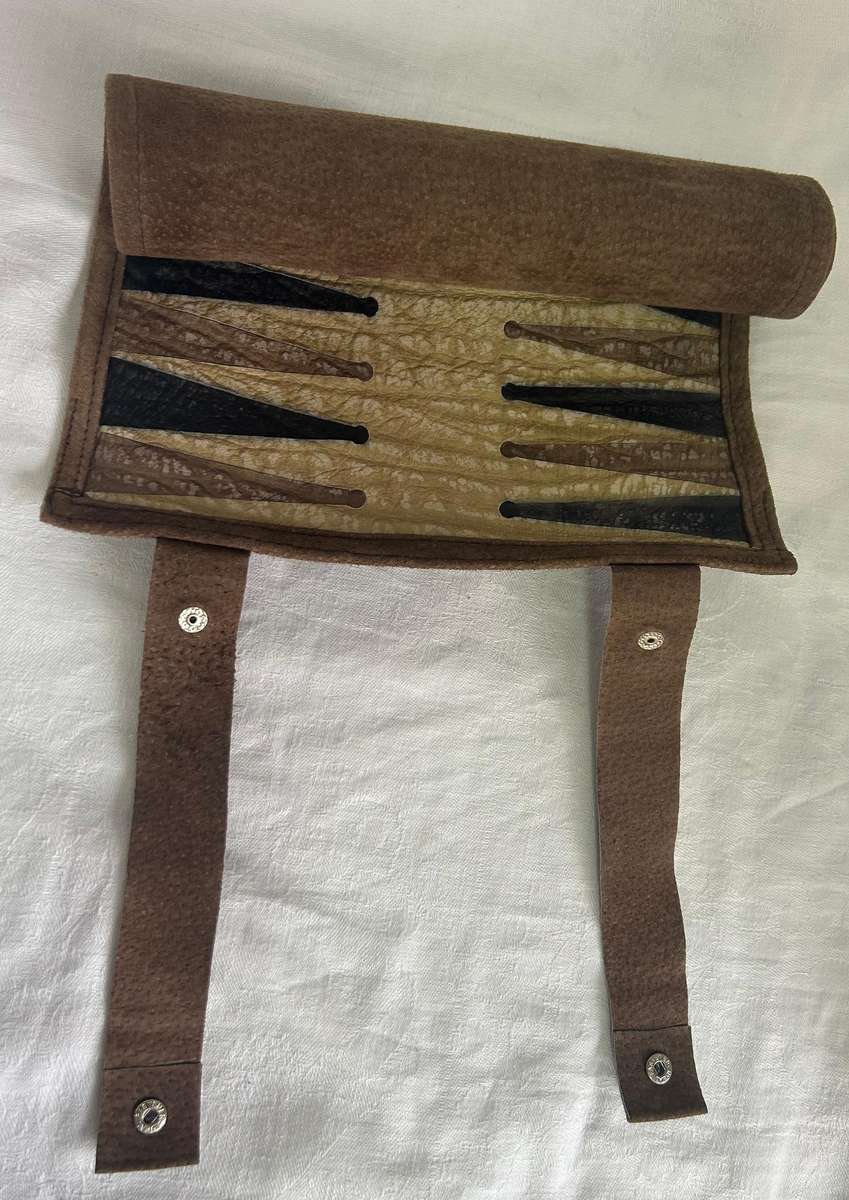 Leather Backgammon Roll-Up Set