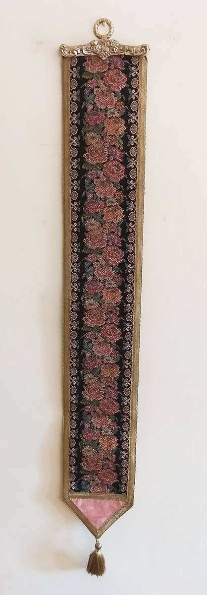 Vintage Belgium Bell Pull Wall Tapestry with Brass Fitting and Tassel
