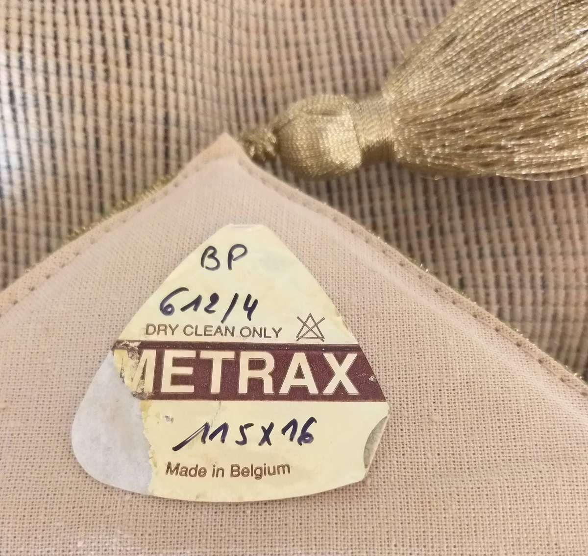 Vintage Belgium Bell Pull Wall Tapestry with Brass Fitting and Tassel