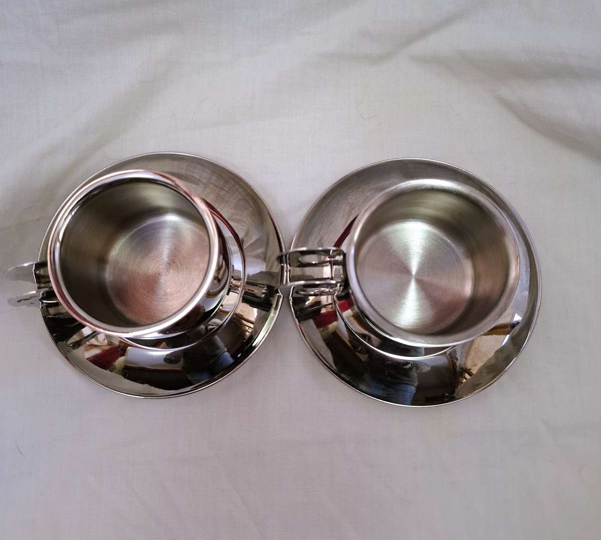 Carrol Boyes Stainless Steel Espresso Cups and Saucers