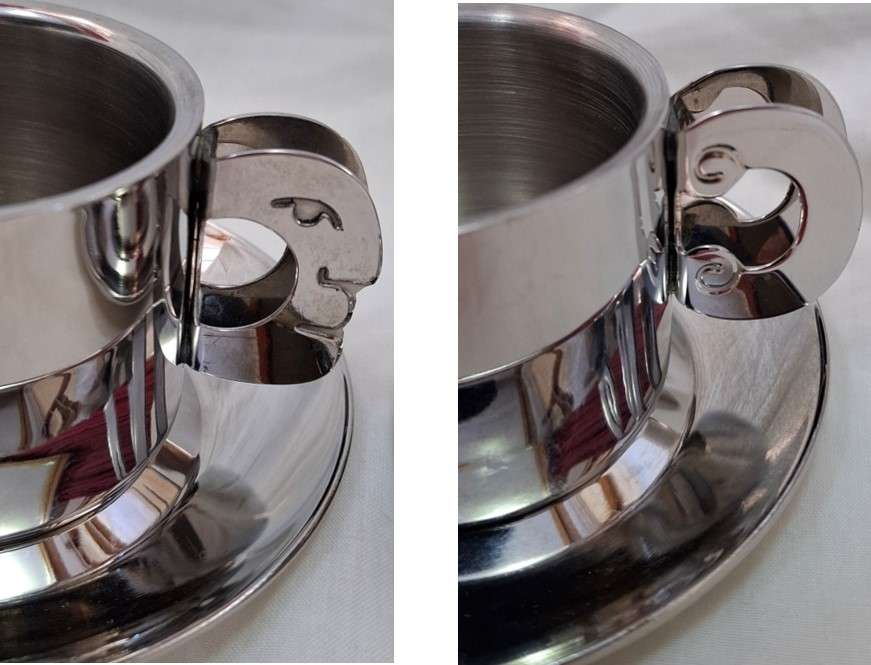 Carrol Boyes Stainless Steel Espresso Cups and Saucers