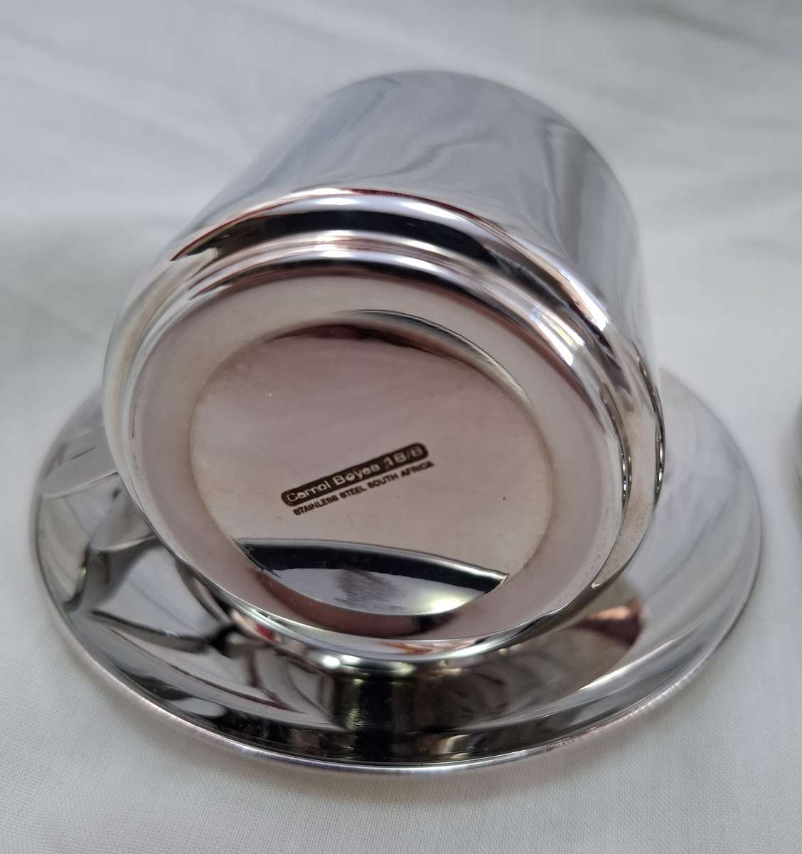 Carrol Boyes Stainless Steel Espresso Cups and Saucers