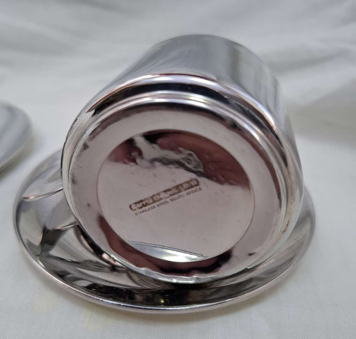 Carrol Boyes Stainless Steel Espresso Cups and Saucers
