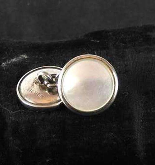 Vintage Silver and Mother of Pearl Cuff Links (6.0g)