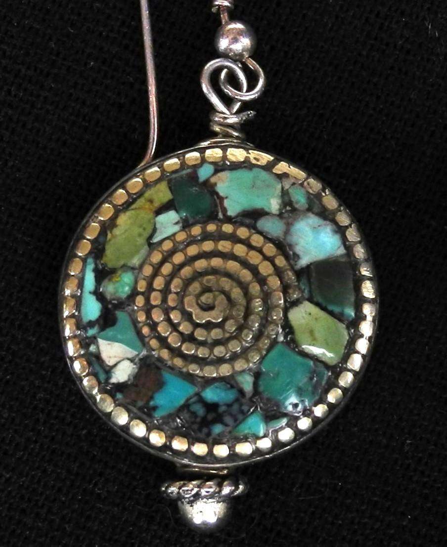 Vintage Turquoise and Tibetan Silver Drop Earrings