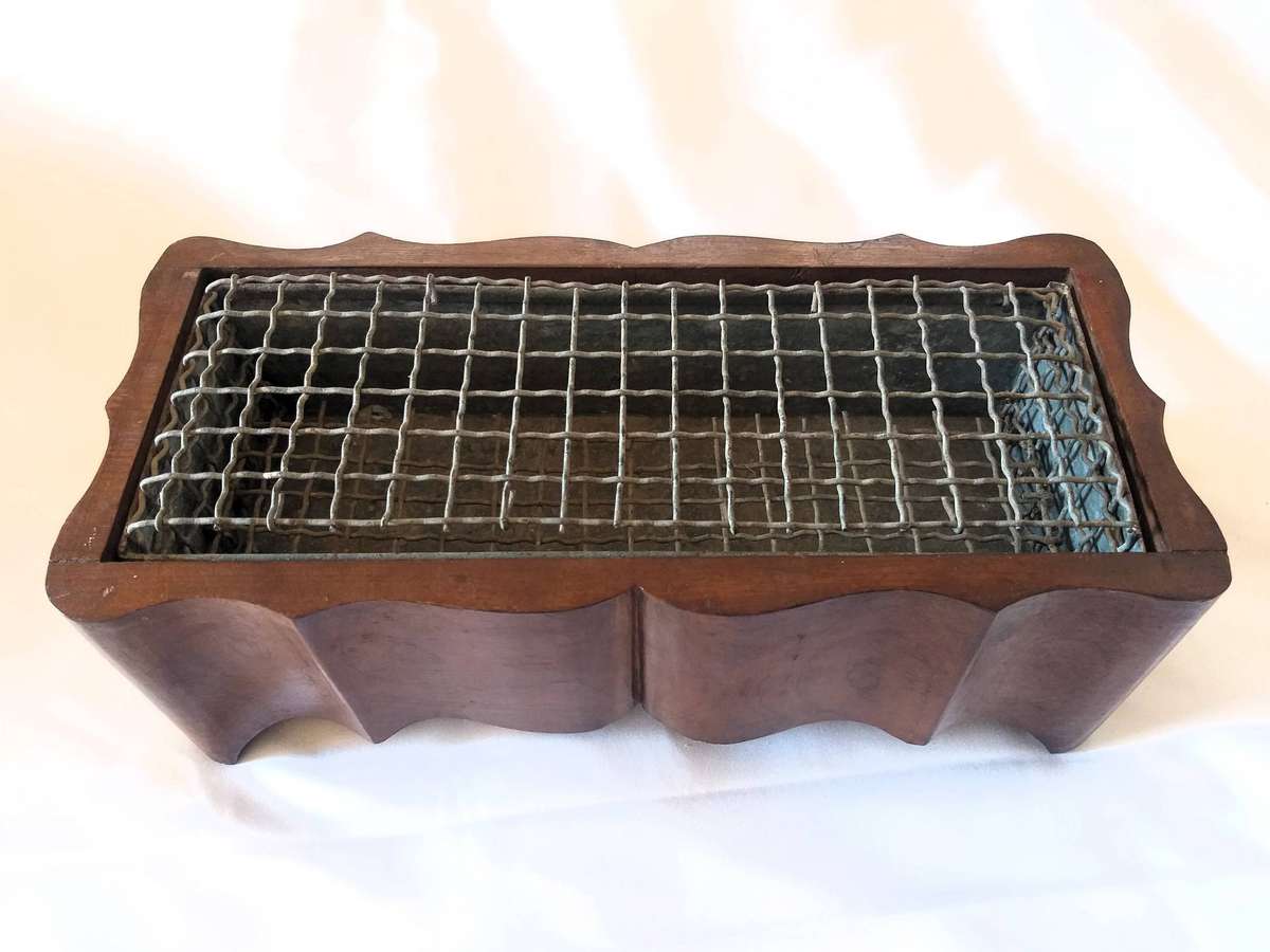 Vintage Mahogany Flower Frog / Floral Arranging Grid