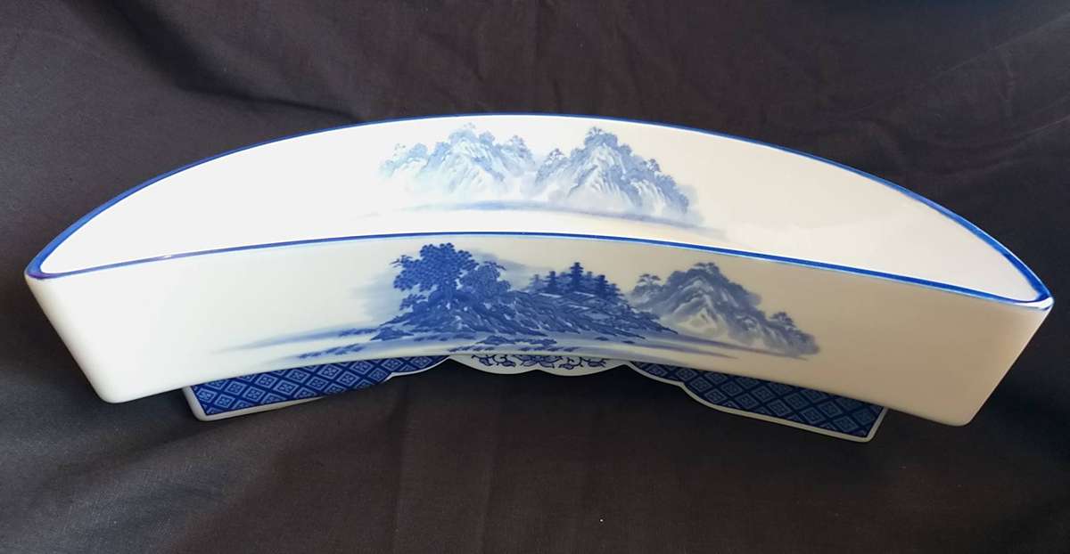 Vintage Japanese Porcelain Crescent-shaped Vase