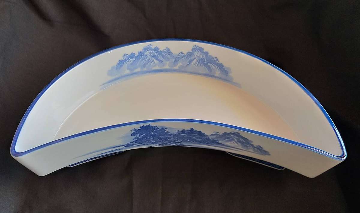 Vintage Japanese Porcelain Crescent-shaped Vase