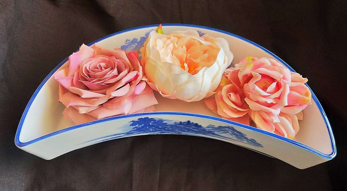 Vintage Japanese Porcelain Crescent-shaped Vase