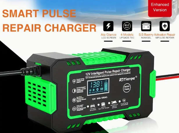 Car Battery charger - 12V 6A Intelligent Pulse Repair Charger with LCD Display