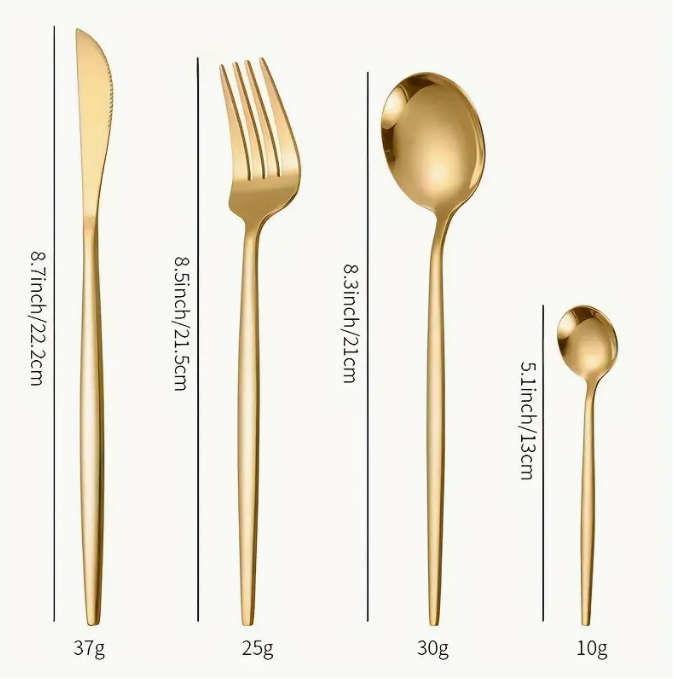 16pcs Stainless Steel Flatware Set, Polished  Elegant Dinner Knives, Forks, Spoons, Durable Cutlery