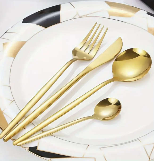 16pcs Stainless Steel Flatware Set, Polished  Elegant Dinner Knives, Forks, Spoons, Durable Cutlery