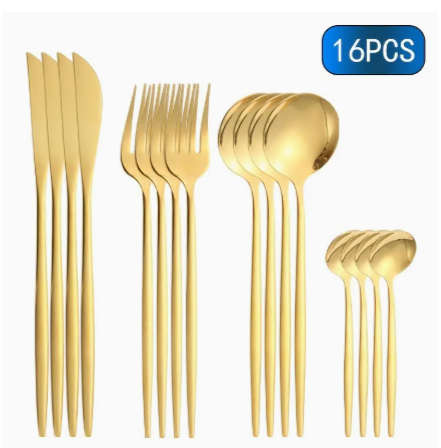 16pcs Stainless Steel Flatware Set, Polished  Elegant Dinner Knives, Forks, Spoons, Durable Cutlery