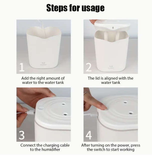 Portable Cool Mist Humidifier with 2 Mist Modes, 7-Color Light, and Auto Shut-Off