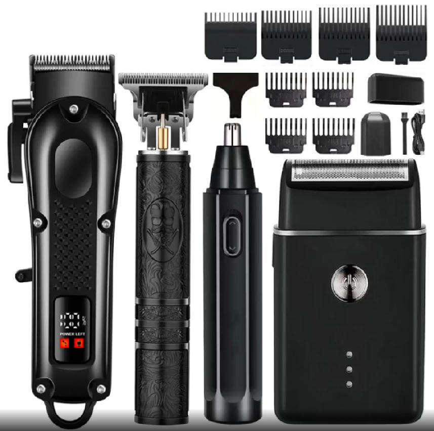 4pcs Hair Clipper Set, Rechargeable Cordless Barber Kit and Hair Cutting Set