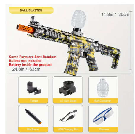 M4 Gel Blaster Gun - Yellow /White with ammunition (gelballs)