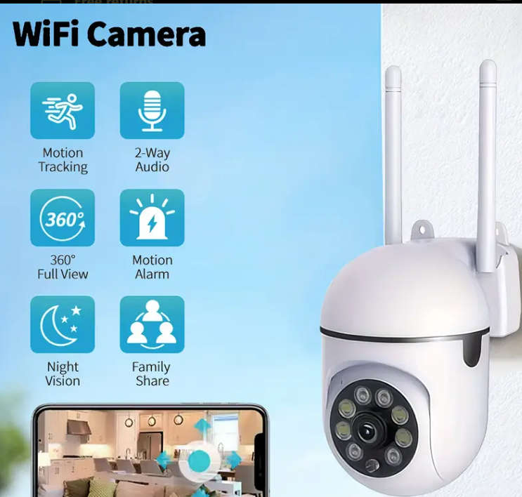 WiFi Security Camera - 1080p, 2.4GHz WiFi, IR/Night Vision All-Round Protection Camera- Battery/USB